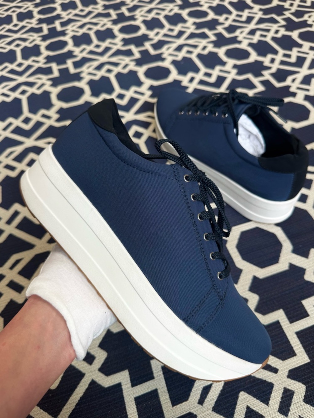 Vagabond Casey Platform Sneakers Blue Textile Lace Up Thick Sole Shoes Sz 11